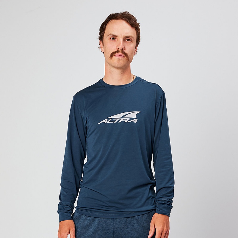 Camiseta Altra EVERYDAY PERFORMANCE LONG SLEEVE Masculino Azul Marinho | AL8920U47