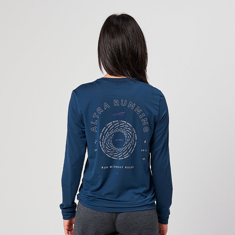 Camiseta Altra EVERYDAY PERFORMANCE LONG SLEEVE Feminino Azul Marinho | AL0219N23