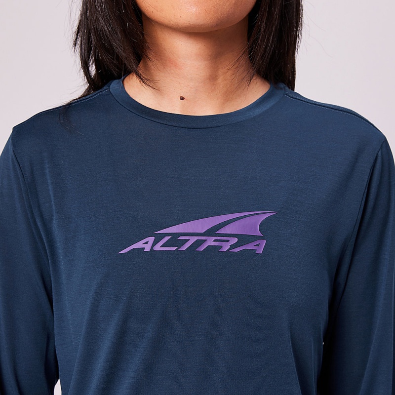 Camiseta Altra EVERYDAY PERFORMANCE LONG SLEEVE Feminino Azul Marinho | AL0219N23