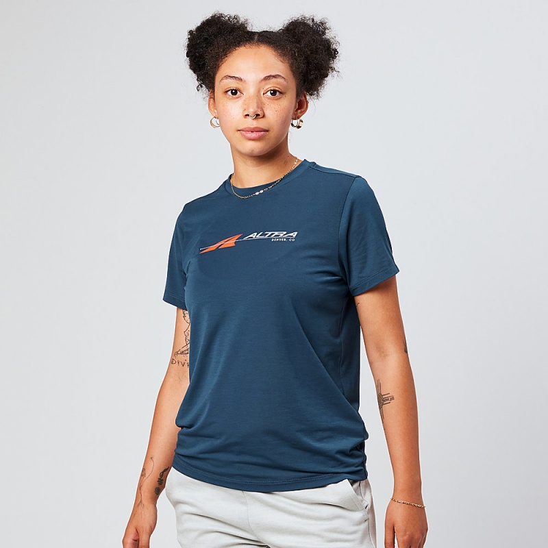 Camiseta Altra EVERYDAY PERFORMANCE SHORT SLEEVE Feminino Azul Marinho | AL2018C72